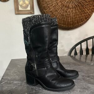 BareTraps Black and Gray Heeled Boots
